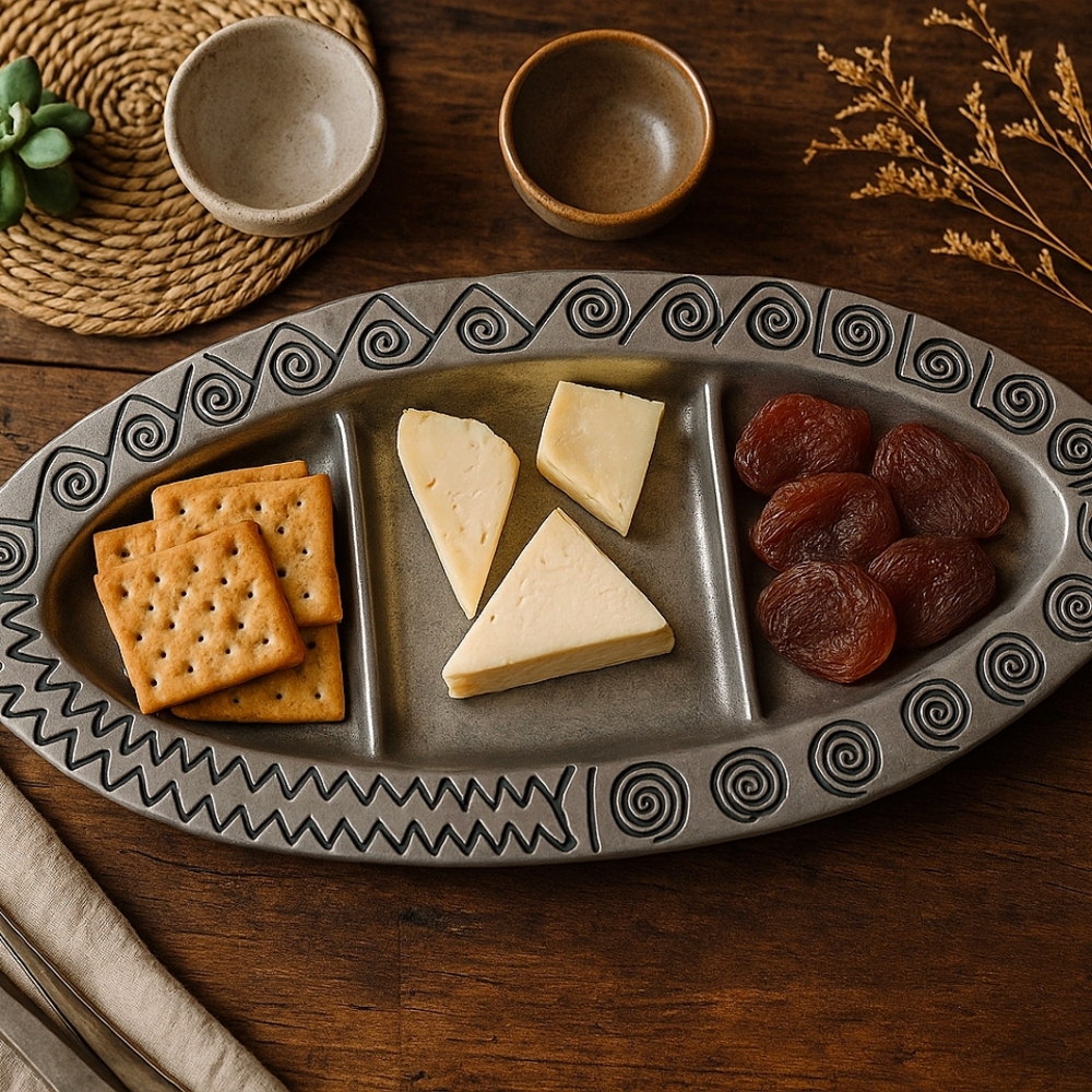 🪶 Wilton Armetale Aztec Divided Serving Tray | Vintage Southwest Boho